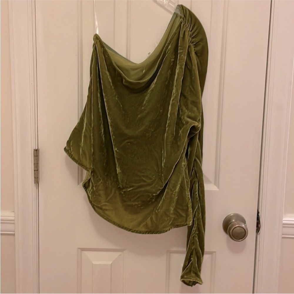 Revolve Tularosa Velvet Long Sleeve One Shoulder Top Size XS 'Nova' - Picture 3 of 3